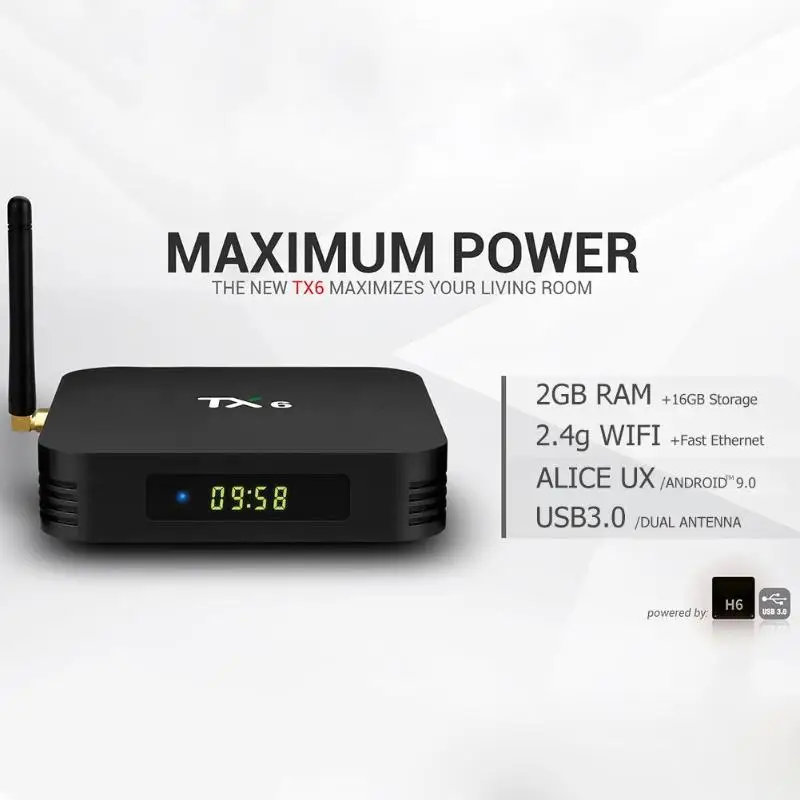 ТВ приставка TX6 Allwinner H6 Android 9 0 4 ядра 2 ГБ + 16 4G Wi Fi медиаплеер TV|ТВ-приставки и