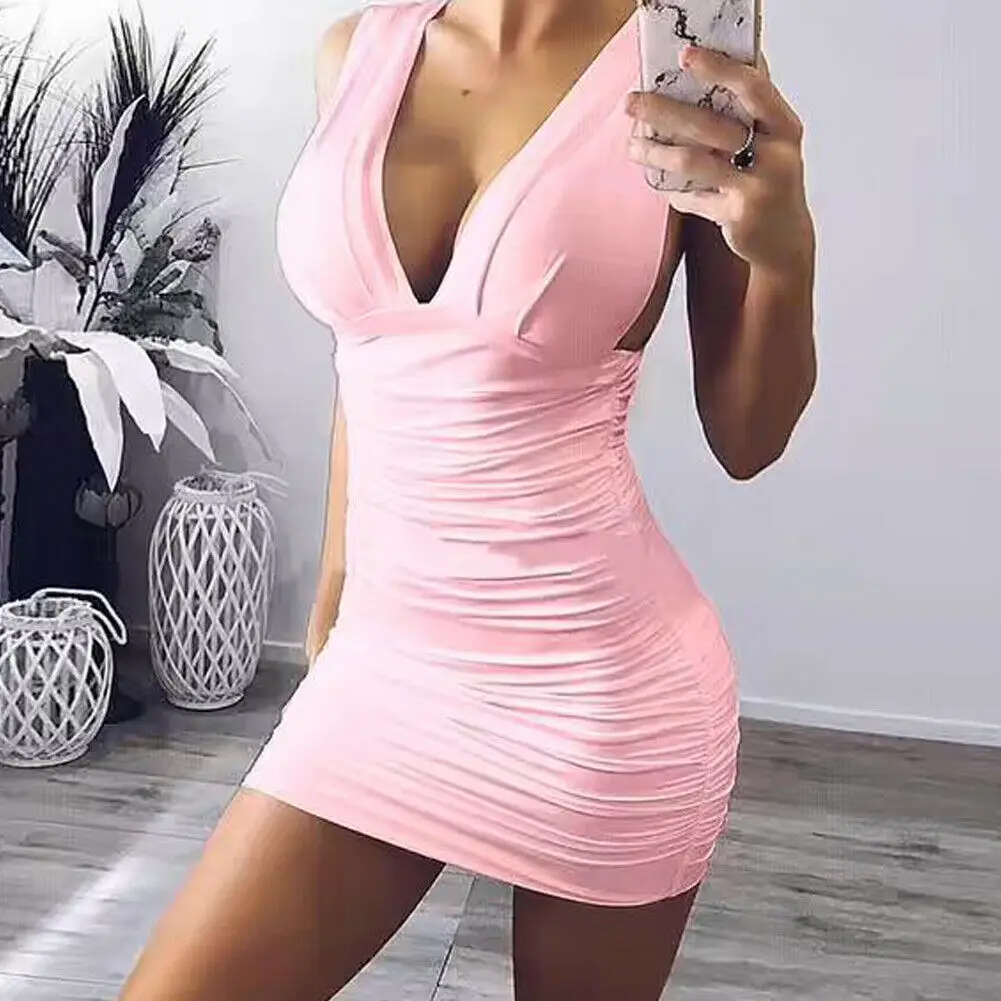 Сексуальное женское Бандажное платье с глубоким v образным вырезом и открытой
