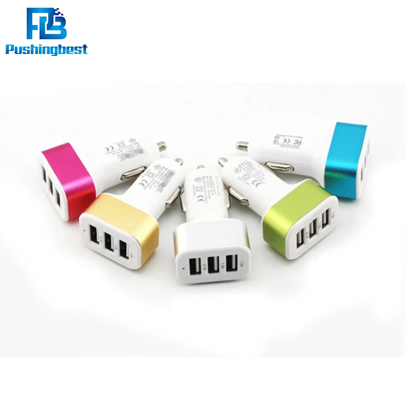 Pushingbest USB Автомобильное зарядное устройство для мобильного телефона алюминиевое