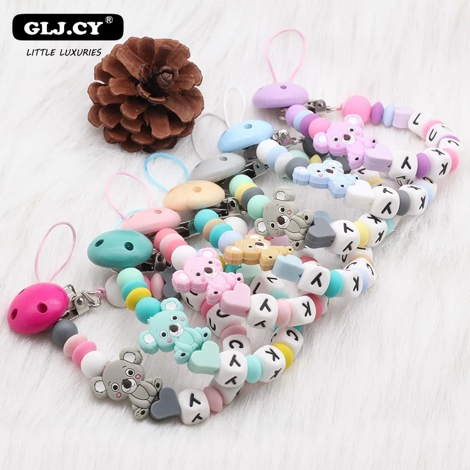 Новые персонализированные именные Милые Силиконовые бусы Koala DIY детские соски с