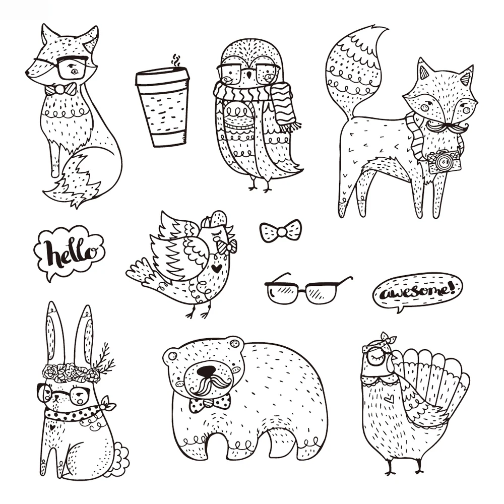 Прозрачный силиконовый штамп для животных печать скрапбукинга DIY фотоальбом