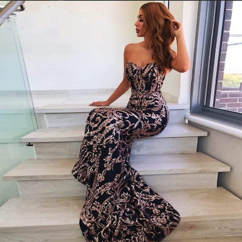 DRESSMECB элегантное вечернее платье без бретелек с открытой спиной бодикон Макси