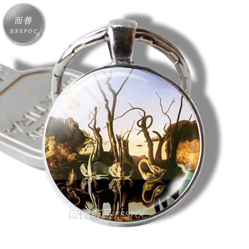 Новые брелки ручной работы с изображением Дали картина маслом кулон фото Модные