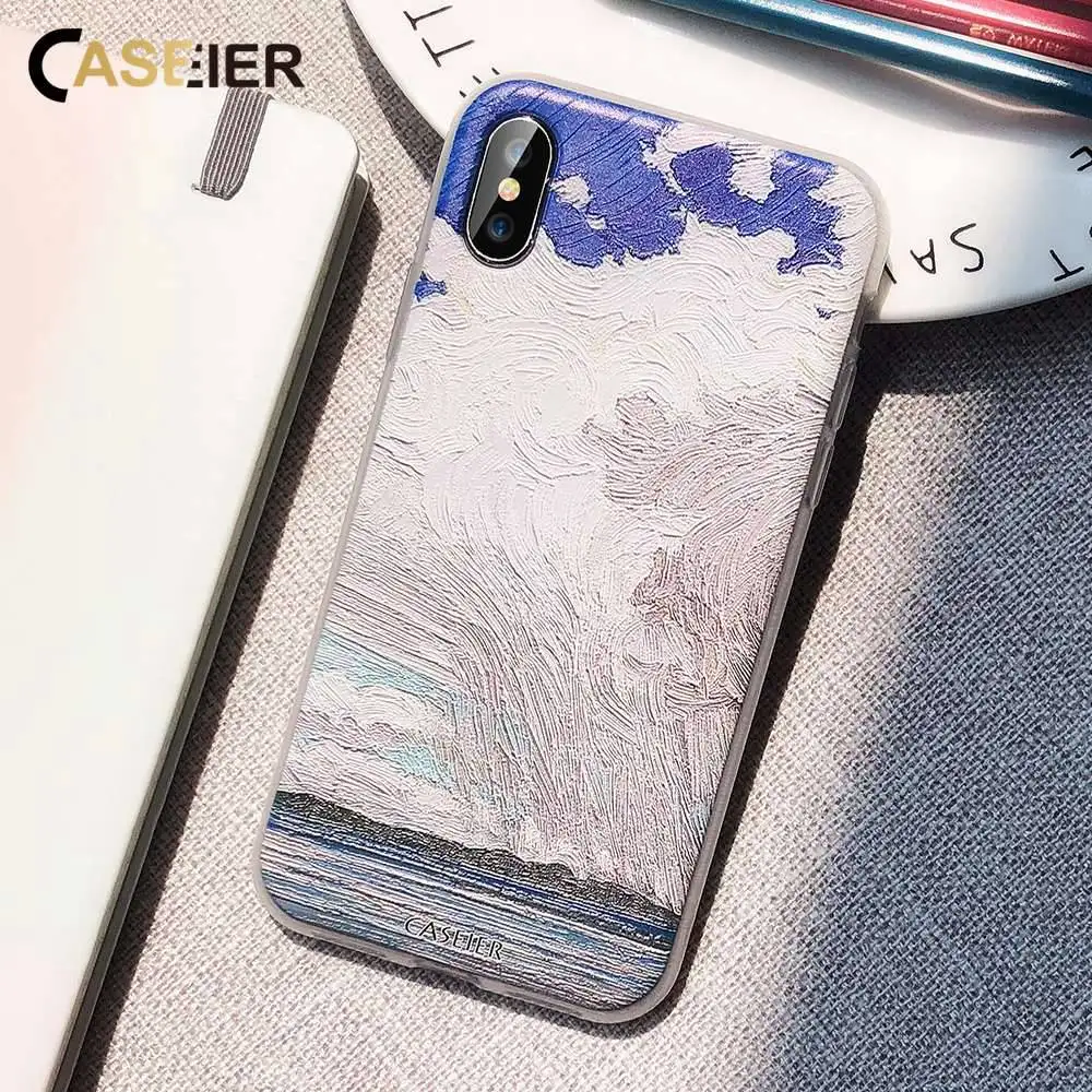CASEIER чехол для телефона с рисунком &quotКартина маслом&quot iPhone X XS MAX XR Мягкий ТПУ 8 7 6S 5