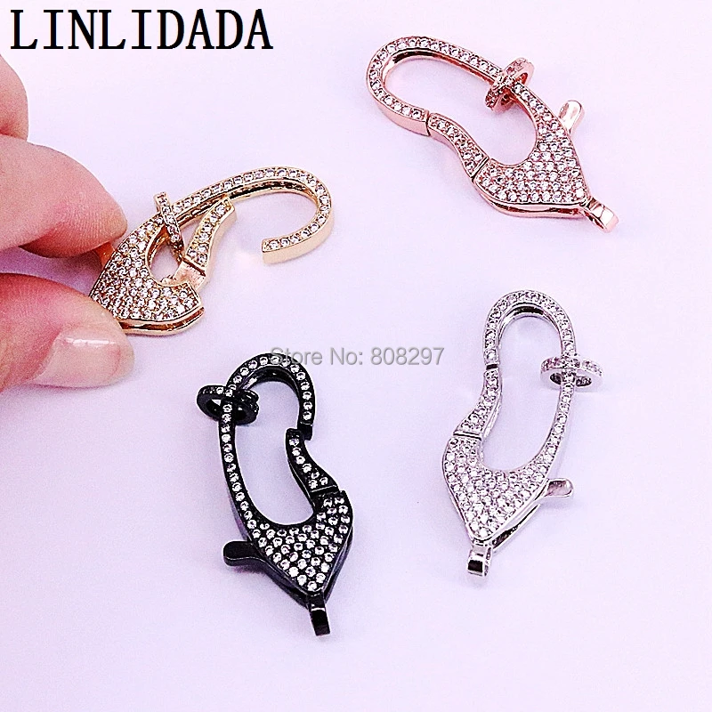 

5Pcs Cubic Zirconia Lobster Clasp, Micro Pave CZ Lobster Claw Clasp with Jump Ring, Jewelry Findings