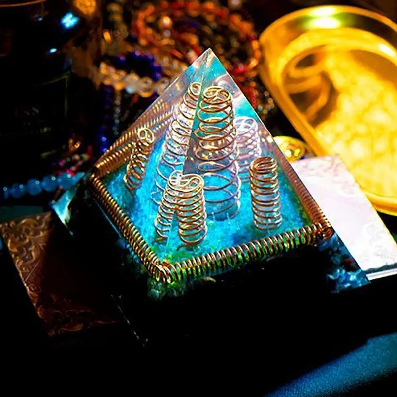 Минеральная кристаллическая чакра AURA REIKI Orgonite пирамида рейки преобразователь