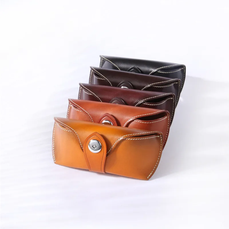 

Retro Glasses Case Genuine Leather 2019 New Sunglasses Cow Leather Box Handmade Retro Japanese Style High Quality Glasses Bag