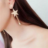 new fashion jewelry five pointed star earrings metal chain long paragraph statement tassel earrings female elegant big earrings