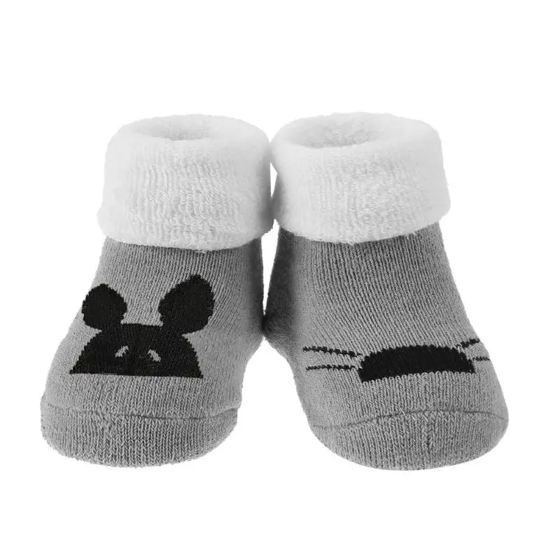 1 Pair Newborn Baby Breathable Cotton Winter Socks Girls Boys Loop Pile Cartoon Soft Warm Anti-skid Home Floor Shoes Gifts | Детская