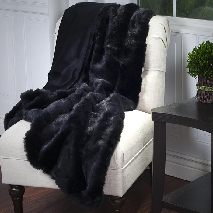 Lavish Home Luxury длинношерстные искусственный мех Throw черный|Шаль| |