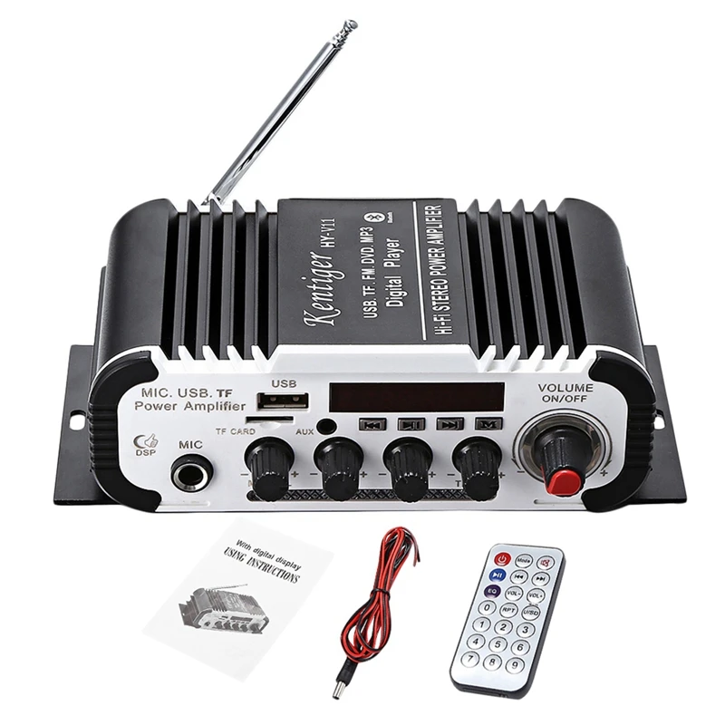 Kentiger Hy V11 Bluetooth усилитель 2 канальный супер бас аудио с пультом дистанционного
