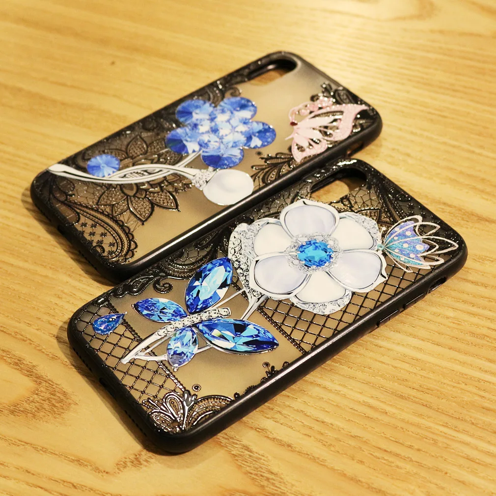 Case For Iphone 7 8 X Plus 6 6S Brand Luxury Girls Flower Cover 3D Plastic Ultra Thin Hard PC Protective Butterfly |