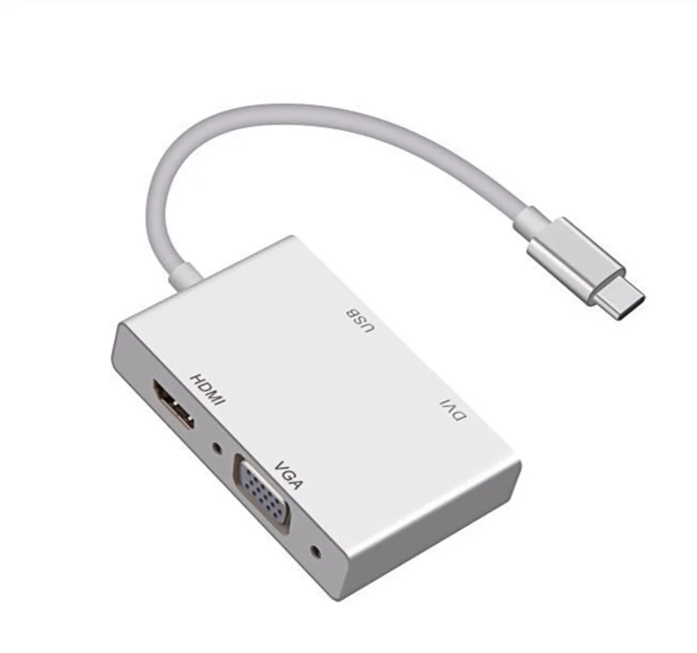 100 шт. USB3.1 Type c к HDMI DVI 4K VGA USB3.0 HUB 4 в 1 way многопортовый конвертер Кабель адаптер для