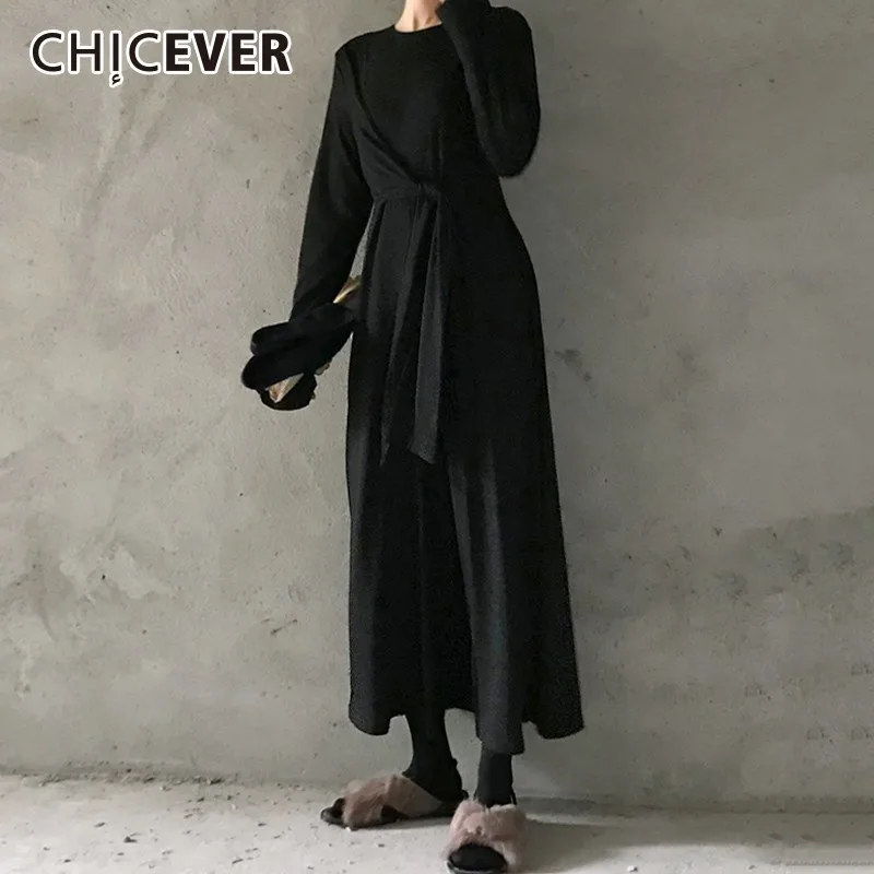 Женский комбинезон с круглым вырезом CHICEVER Осенний длинными рукавами и высокой
