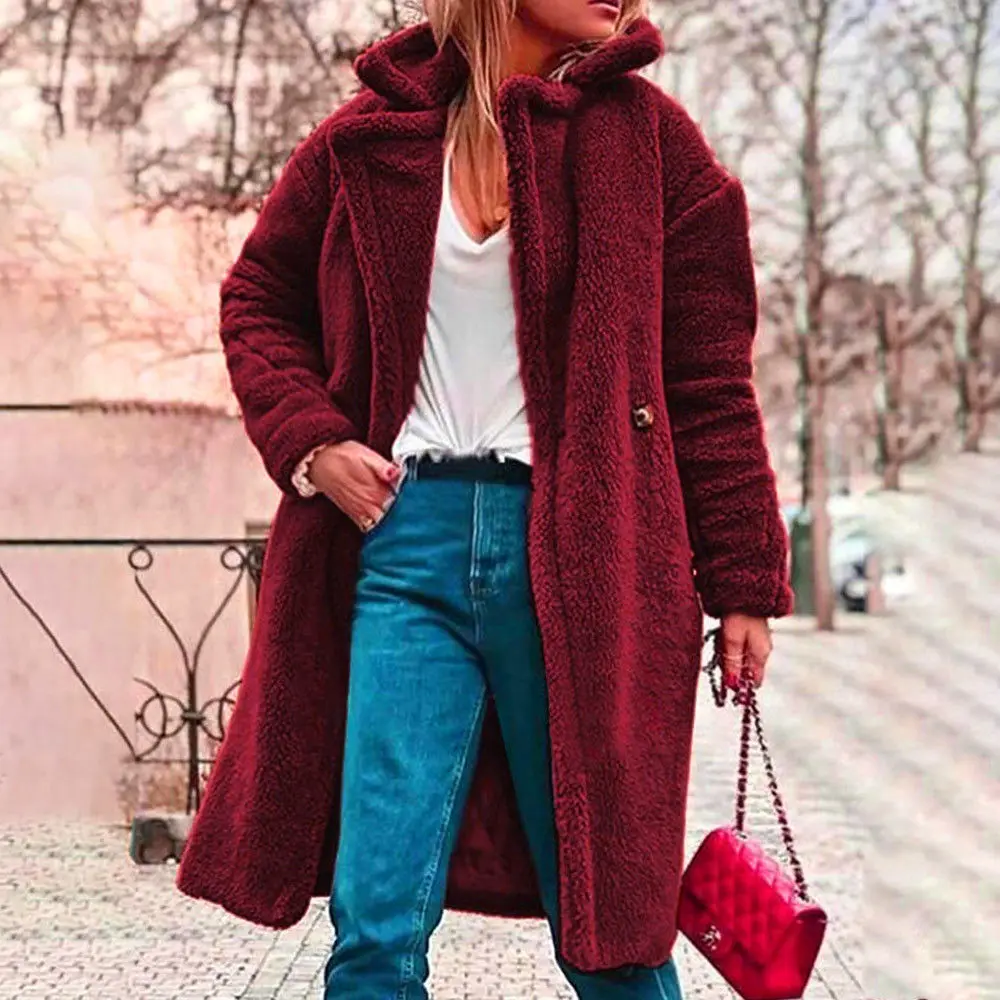 Фото Women Winter Warm Long Sleeve Thick Fleece Cardigan Ladies Casual Loose Solid Oversized Coat Женская одежда Women Winter Warm Long Sleeve Thick Fleece Cardigan Ladies Casual Loose Solid Oversized Coat Женская одежда