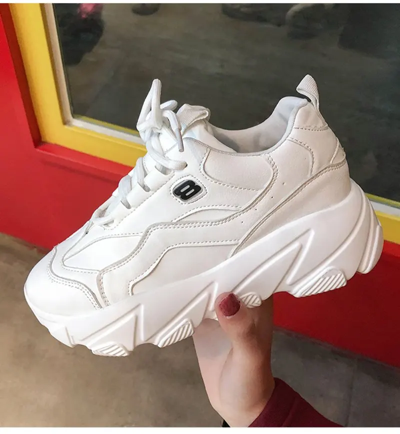 White Shoes Women Sneakers Thick Sole Ladies Platform Height Increasing Chunky Chaussures Femme Buty Damskie | Обувь