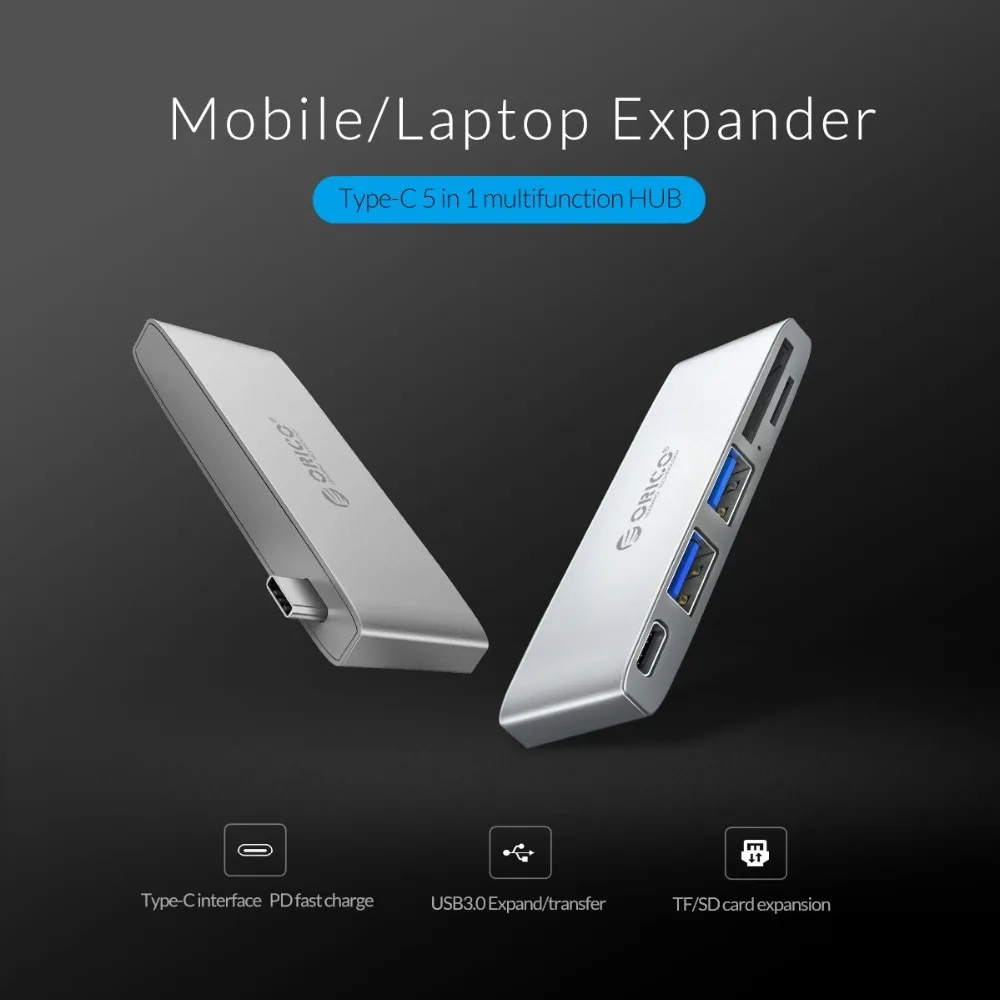 ORICO USB C HUB USB-C Micro 3 0 1 TF SD Card Reader высокоскоростной концентратор для MacBook Samsung Galaxy S9 Huawei
