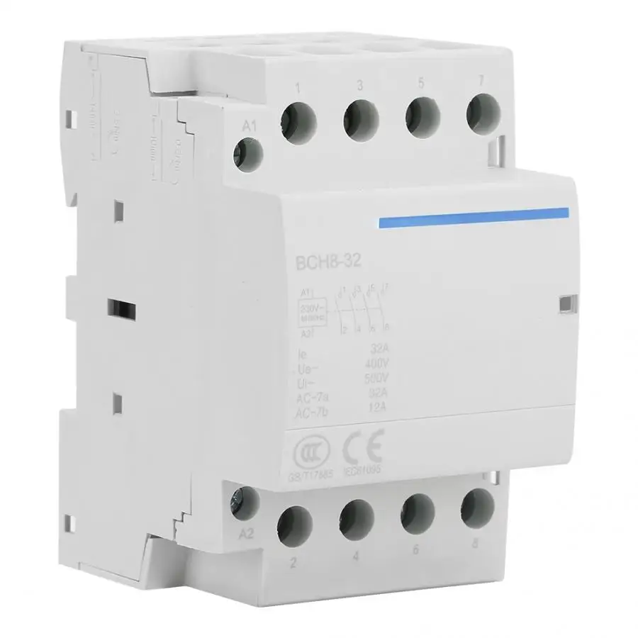 4P 32A 24В/230В 50/60 Гц AC контактор для дома DIN рейка крепление 2NO 2NC eletrico|Замыкатели| |