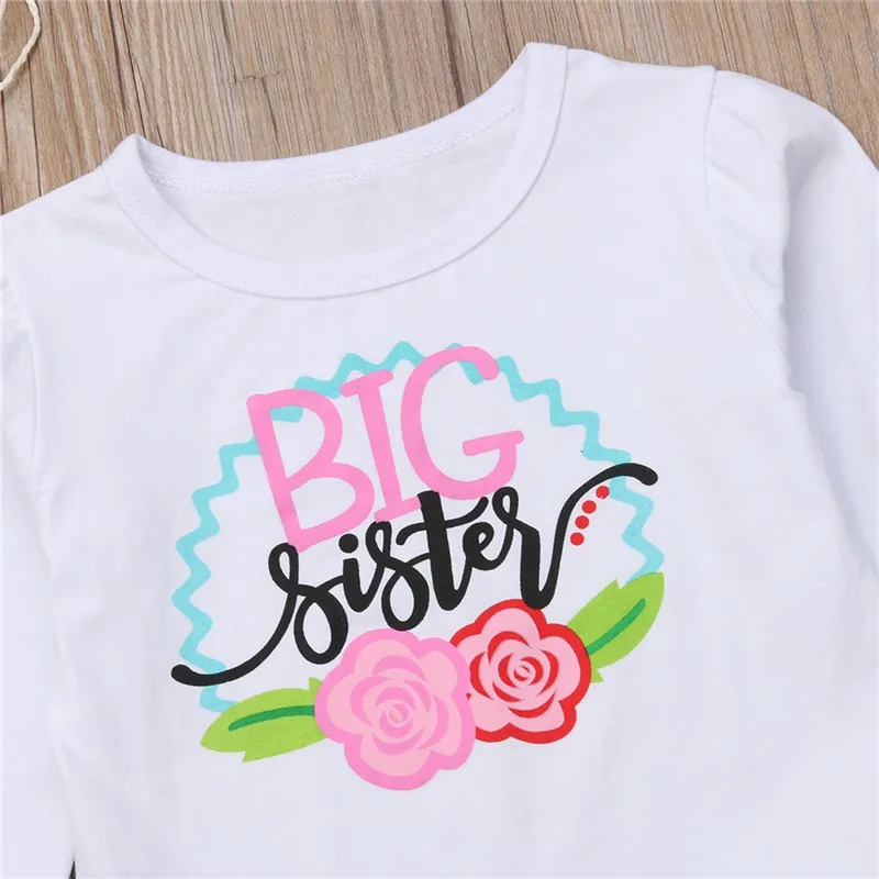 Family Matching Big baby sister Set Newborn Kid Girls Flower Romper T-shirt Pants girl clothes sets | Мать и ребенок