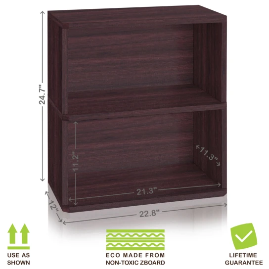 Way Basics Eco Friendly Webster 2-книжная полка эспрессо дерево зерно-инструмент-бесплатная