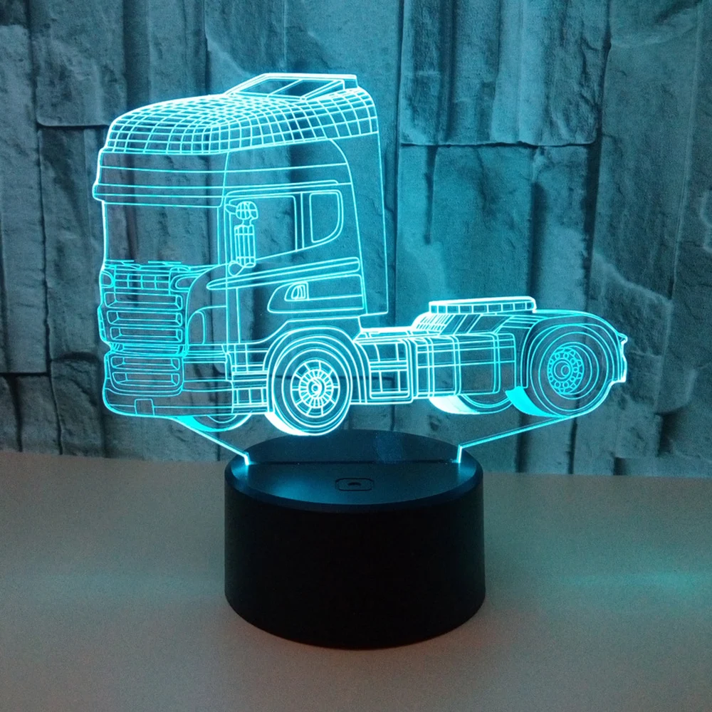 3D сенсорный ночник в виде грузовика иллюзия USB цветная менясветодиодный лампа