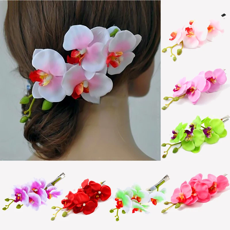 

Artificial Flower High Quality Trendy 1PC 8Colors Hair Clip Korean Girls Butterfly Orchid Hot Sale Women Hair Accessories