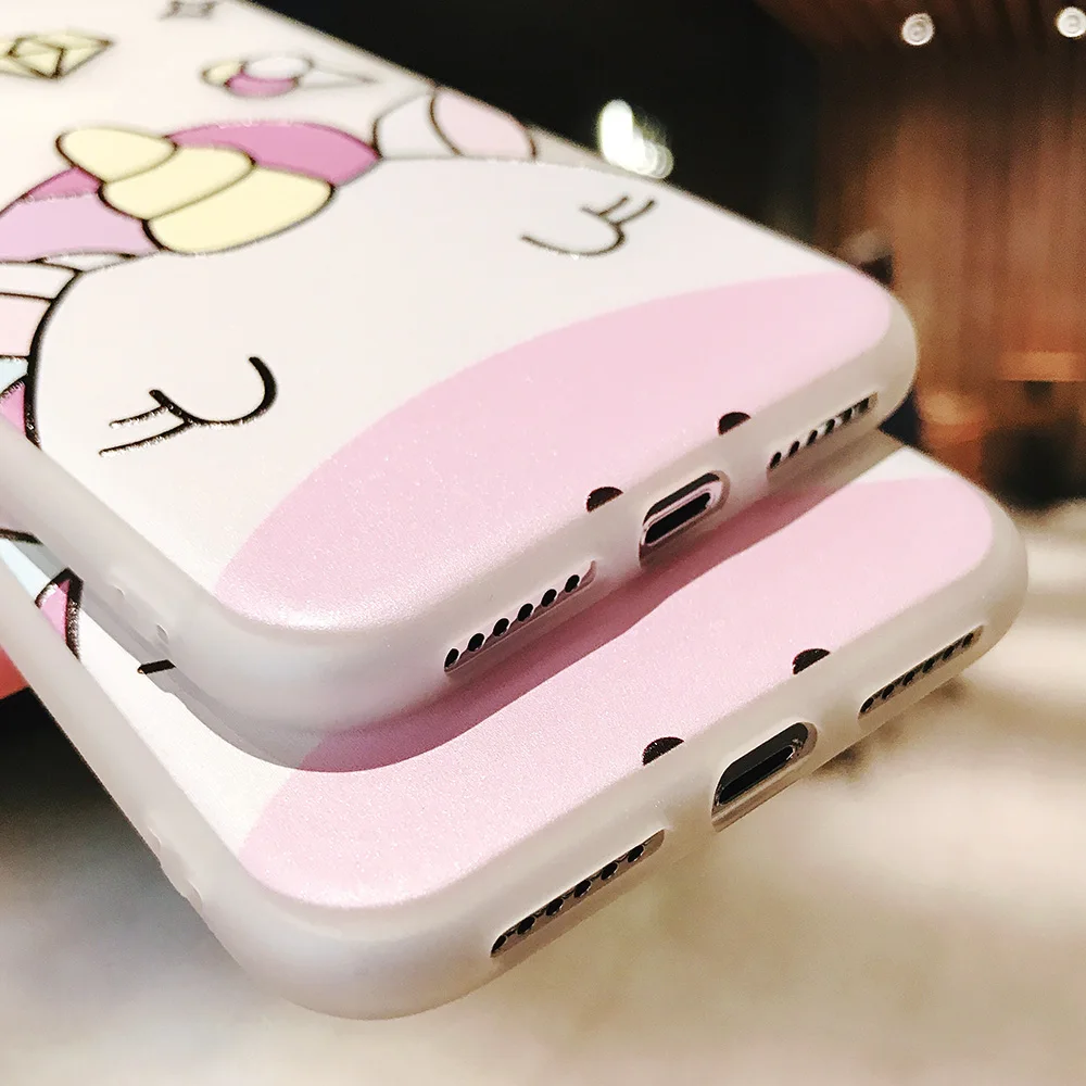 JONSNOW Phone Case For iPhone XS Max XR 6 6S 7 8 Plus Funny Cute Emboss Unicorn Pattern Soft Silicone Cover Cases Capa Fundas |