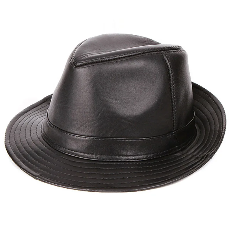 Кожаная шляпа настоящая кожаная овечья кожа с широкими полями натуральная