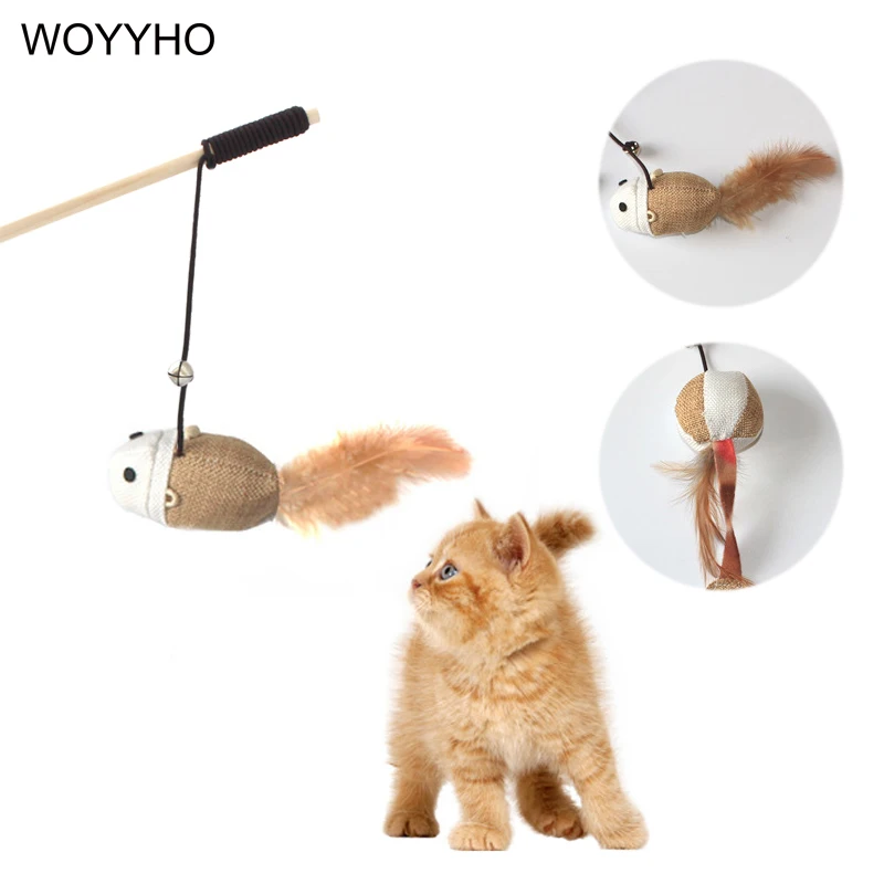 Интерактивная игрушка для кошек палочка перо игра мяч мышь игрушки котят щенков