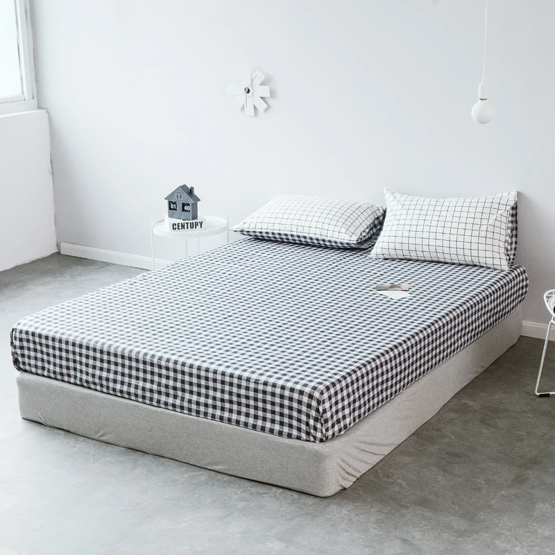 Черно-белая натяжная простыня из 100% хлопка 1 шт. наматрасник с четырьмя углами и