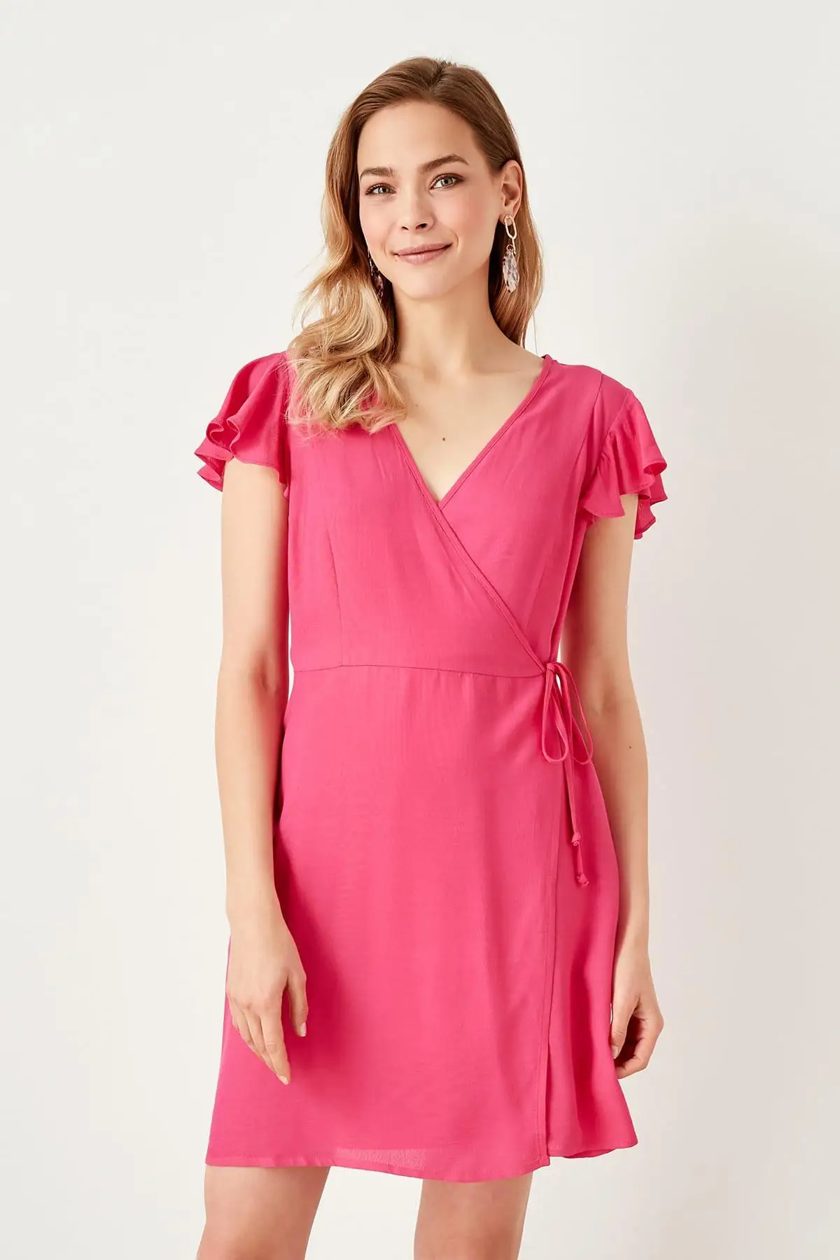 Trendyol платье цвета фуксии со шнуровкой TWOSS19YD0066|Женские платья| |