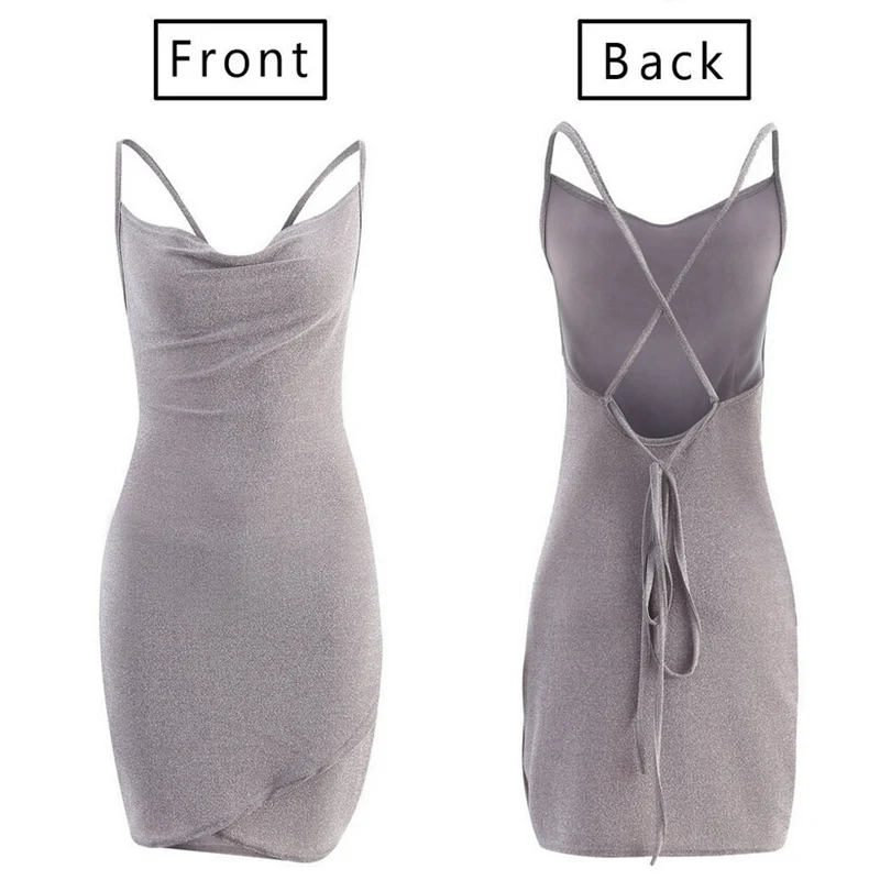 

2019 spaghetti straps slash neck backless sexy mini dress women backless bodycon elegant fashion party dresses