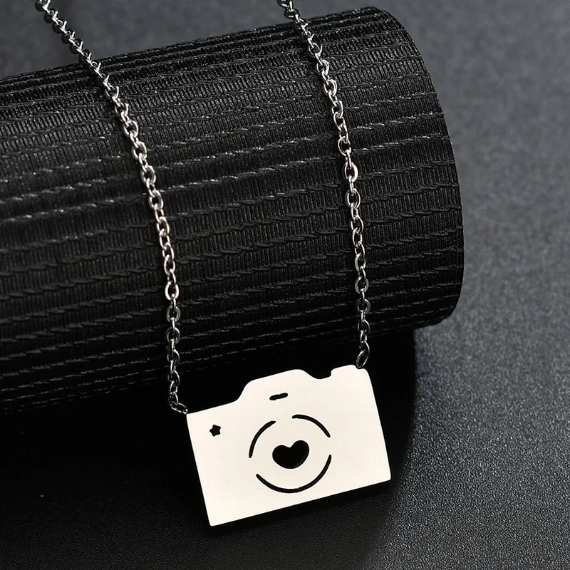 

2018 Stainless Steel Necklace For Women Man camera Lover's Gold Silver Color Pendant Necklace Engagement Jewelry
