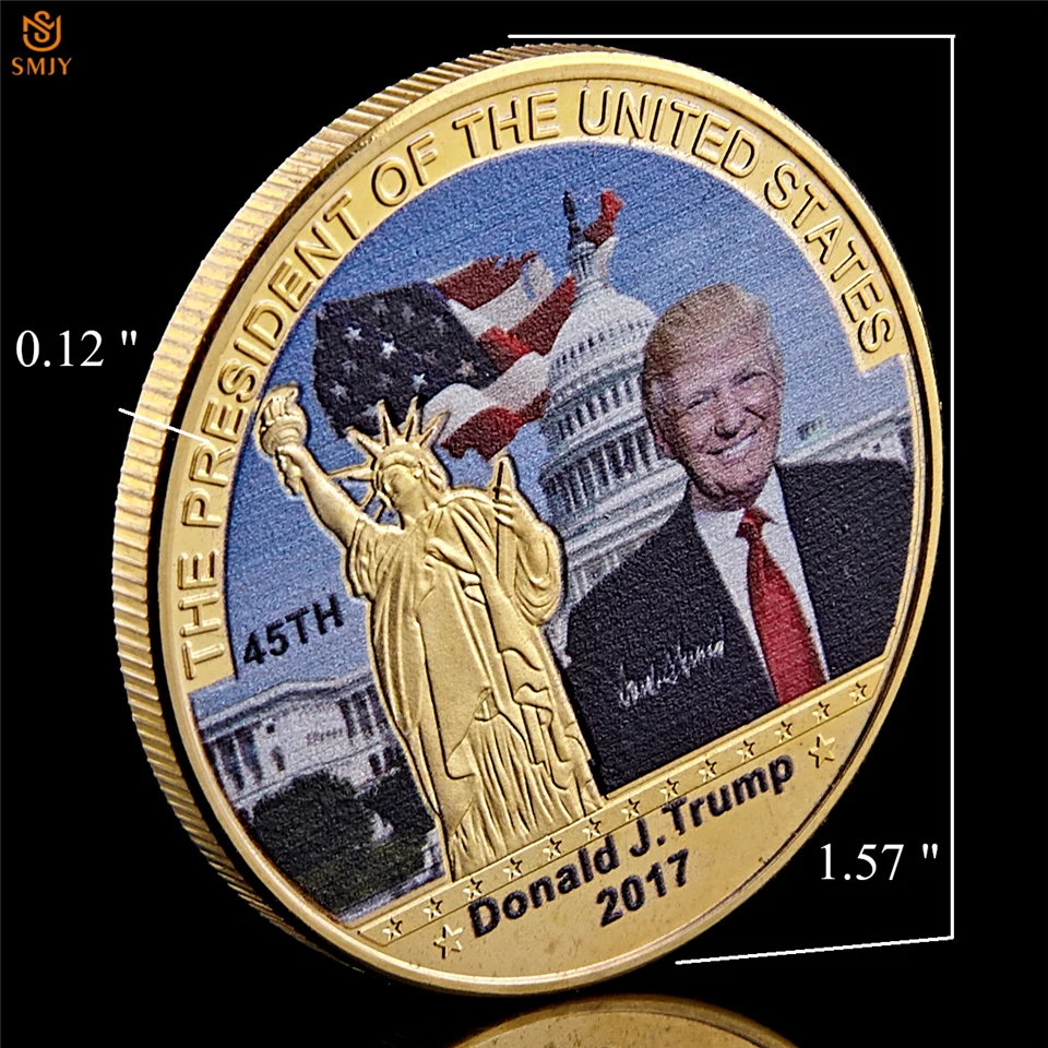 США позолоченная металлическая сувенирная монета 45-й президент Дональд Трамп и