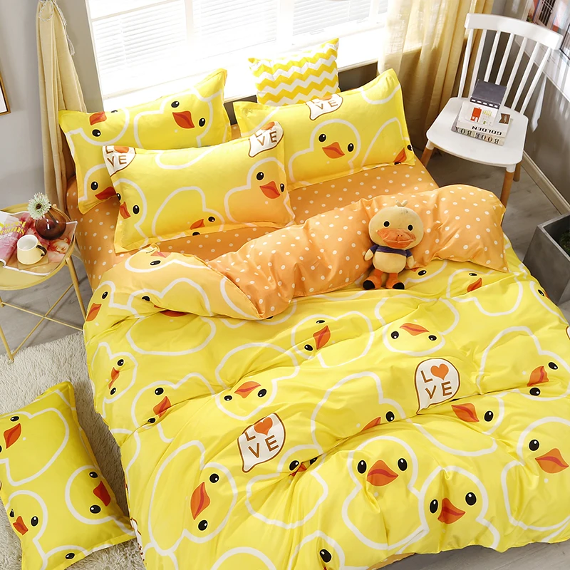 Высококачественный Комплект постельного белья в мультяшном стиле с желтой уткой