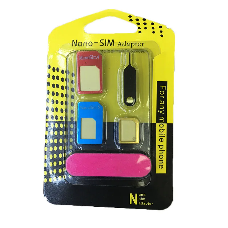 Металлические стандартные Адаптеры 5 в 1 Nano Micro SIM набор адаптеров слот для карты