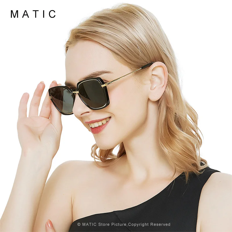 MATIC золотистые шестигранные ретро большие солнцезащитные очки 2019 женские