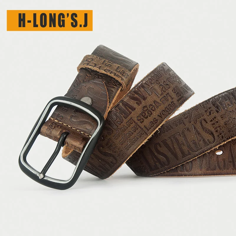 H Long'S. J настоящий первый слой воловьей кожи мужской ремень из натуральной