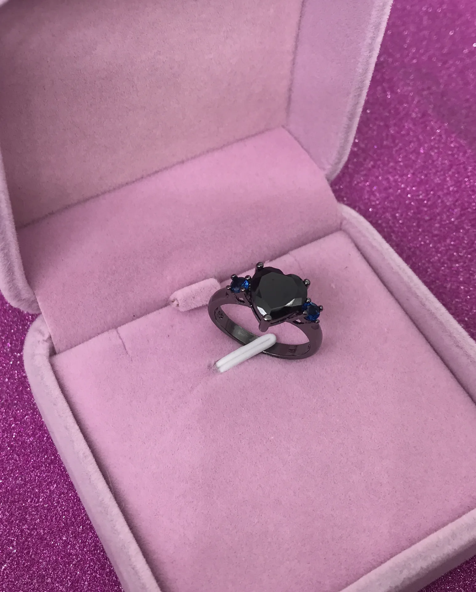 Fashion Exquisite Black Onyx Stone Heart Ring For Women Party Wedding Gold Gift Costume jewelry Accessoires | Украшения и