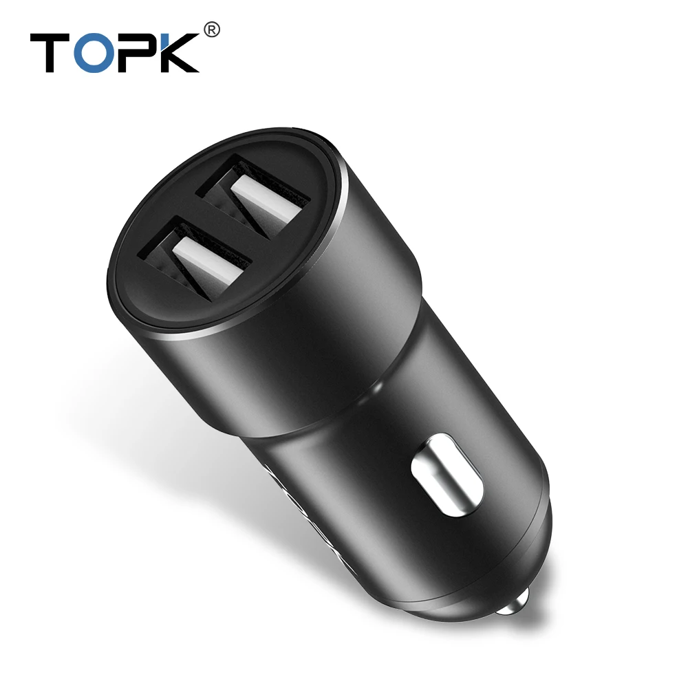 TOPK 2.4A двойной зарядное устройство USB для iPhone Xiaomi автомобильное мобильного