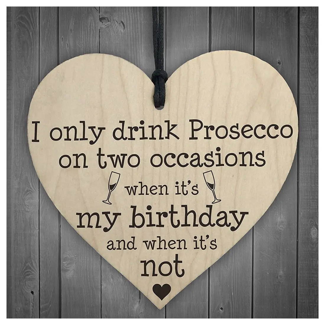 Drink Prosecco в двух случаях Новинка деревянная табличка форме сердца знак