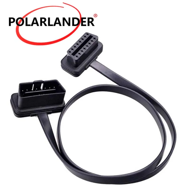 Оптовая продажа черный 16 Pin плоский тонкий OBD2 адаптер расширение elm327 папа к