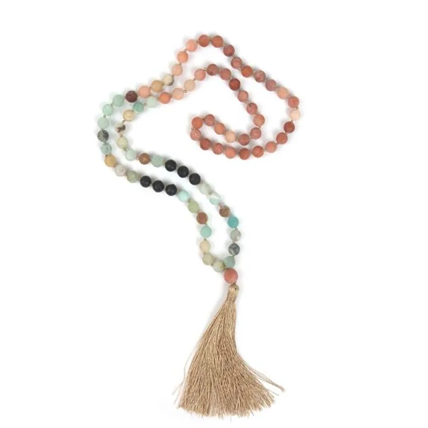 Амазониум узел ожерелье Тибет Серебряный наручный браслет mala кисточкой