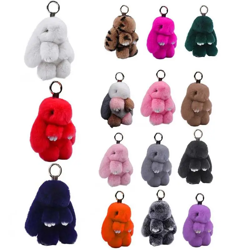 Rex Rabbit Fur Bunny Hair Ball Keychain Soft Cute Plush Keyring JonStew Handbag Pendant Toy | Игрушки и хобби