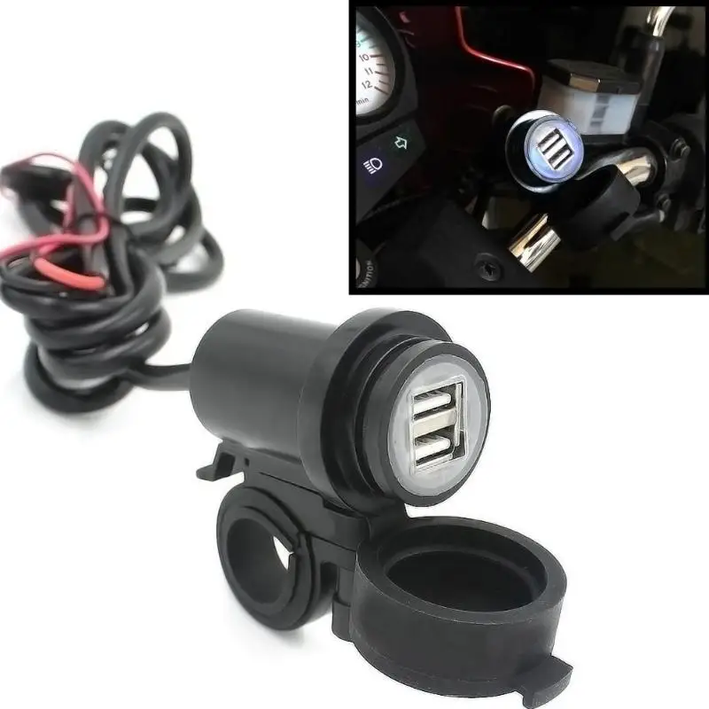12 В двойное светодиодное зарядное гнездо питания для мотоцикла USB устройство