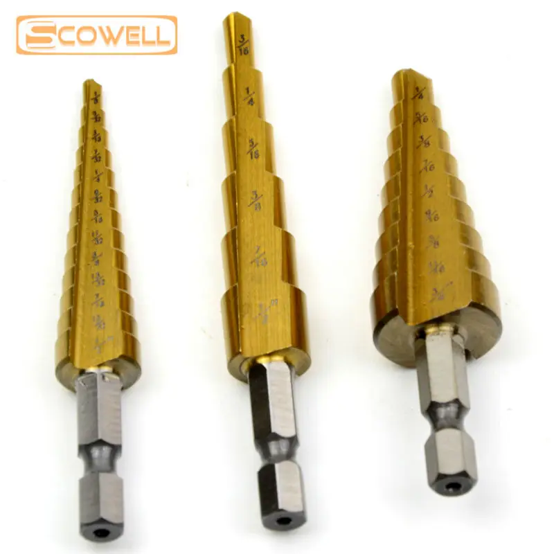 Скидка 30% HSS 4241 # ступенчатое сверло 3 шт. спиральные сверла groov 6/9/13 шагов 3/16 дюйма