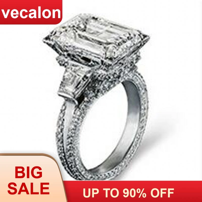 Женское Обручальное кольцо с цирконом 10ct из серебра 300 пробы|wedding band ring|band ringjewelry