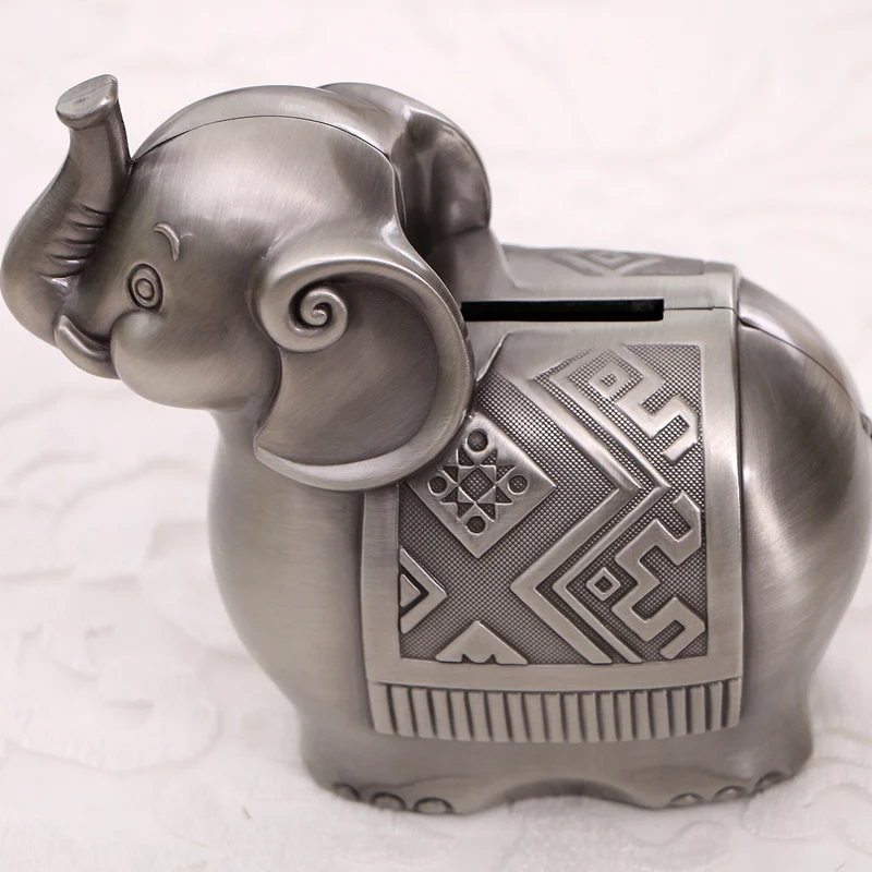 Elephant Savings Box Animal Piggy Bank Zinc Alloy Home Decoration Figurine Children Gifts ElimElim | Дом и сад