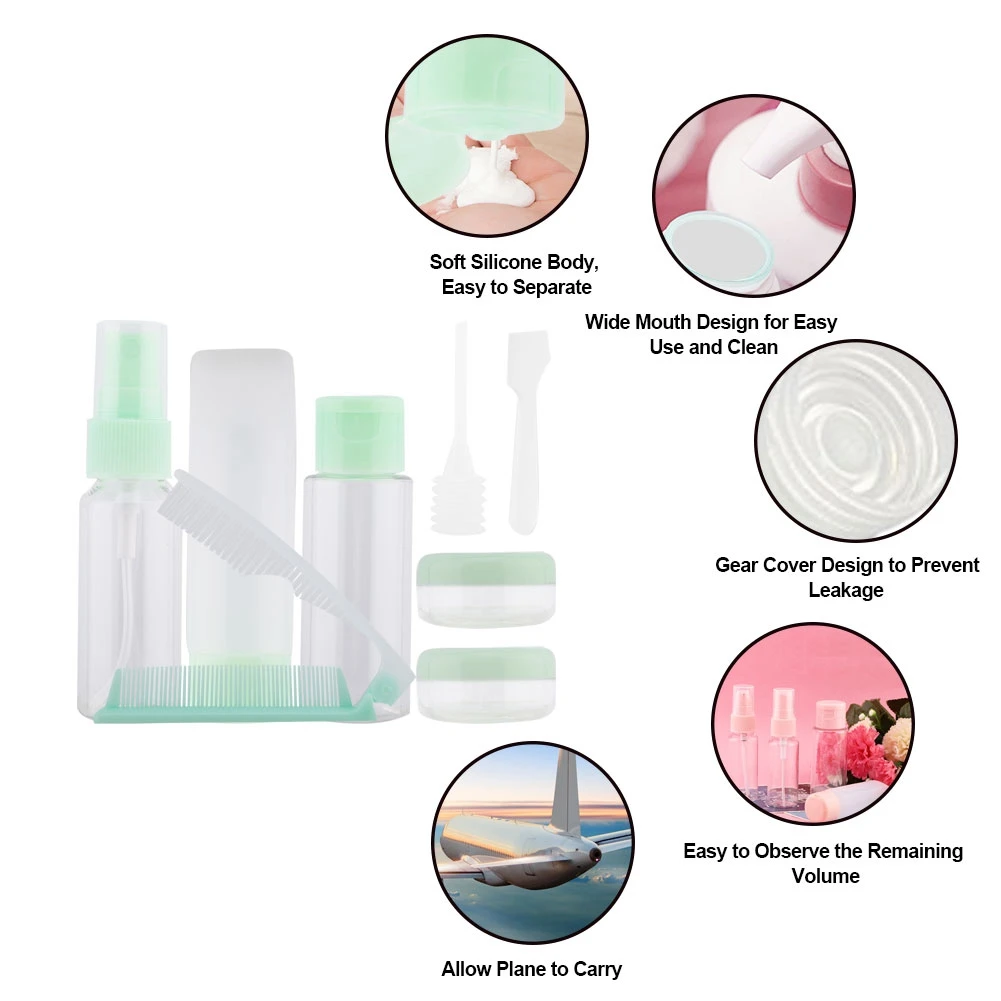 Home Travel Packing Transparent Bottles Set Lotion Shampoo Shower Container Folding Comb | Красота и здоровье