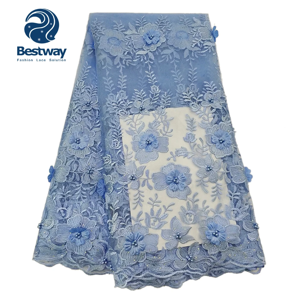 Африканская ткань Bestway французские кружева сетчатые вышитые 3D бусины с